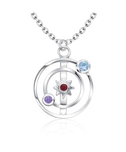 Solar Shaped CZ Silver Necklace SPE-5240